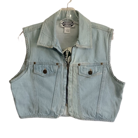 NWT Cotton Express Original Blues Womens Denim Jean Crop Vest L